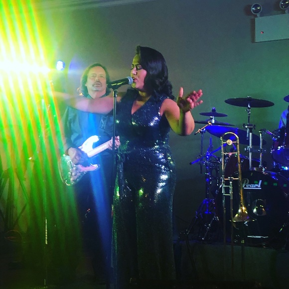 Donna Ricco Pants - Sequin blue jumpsuit. Worn once, show stopper.